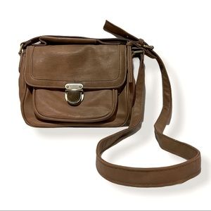 Brown/Tan Faux Suede Crossbody Bag/Purse